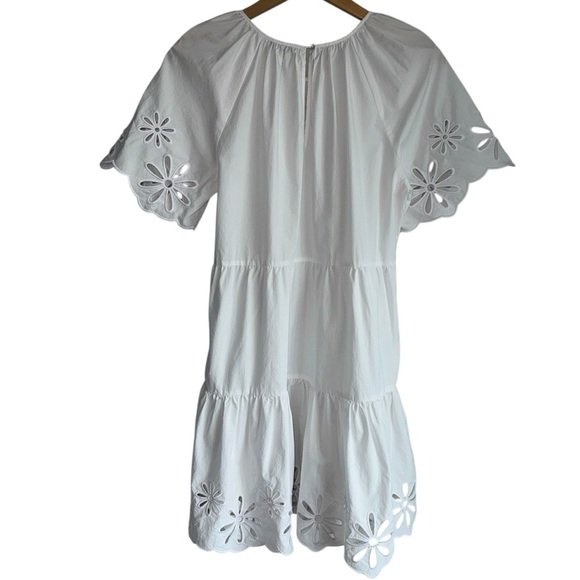 RAILS White Arielle Dress Organic Cotton+Tencel Short Sleeve Eyelet Mini Medium - Picture 6 of 9